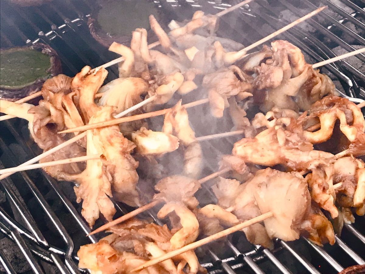 🌱 Nấm Bào Ngư Sốt Tương Hồi Xiên Que Nướng BBQ Chay (Vegan)