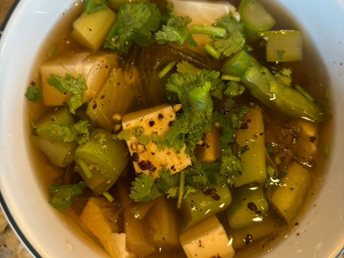 Canh măng tây đậu hủ chay