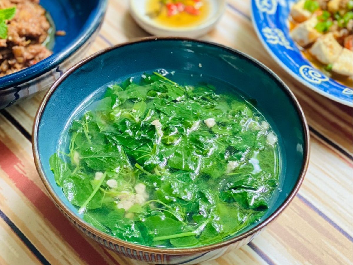 Canh Rau Tập Tàng Nấu Thịt Bằm