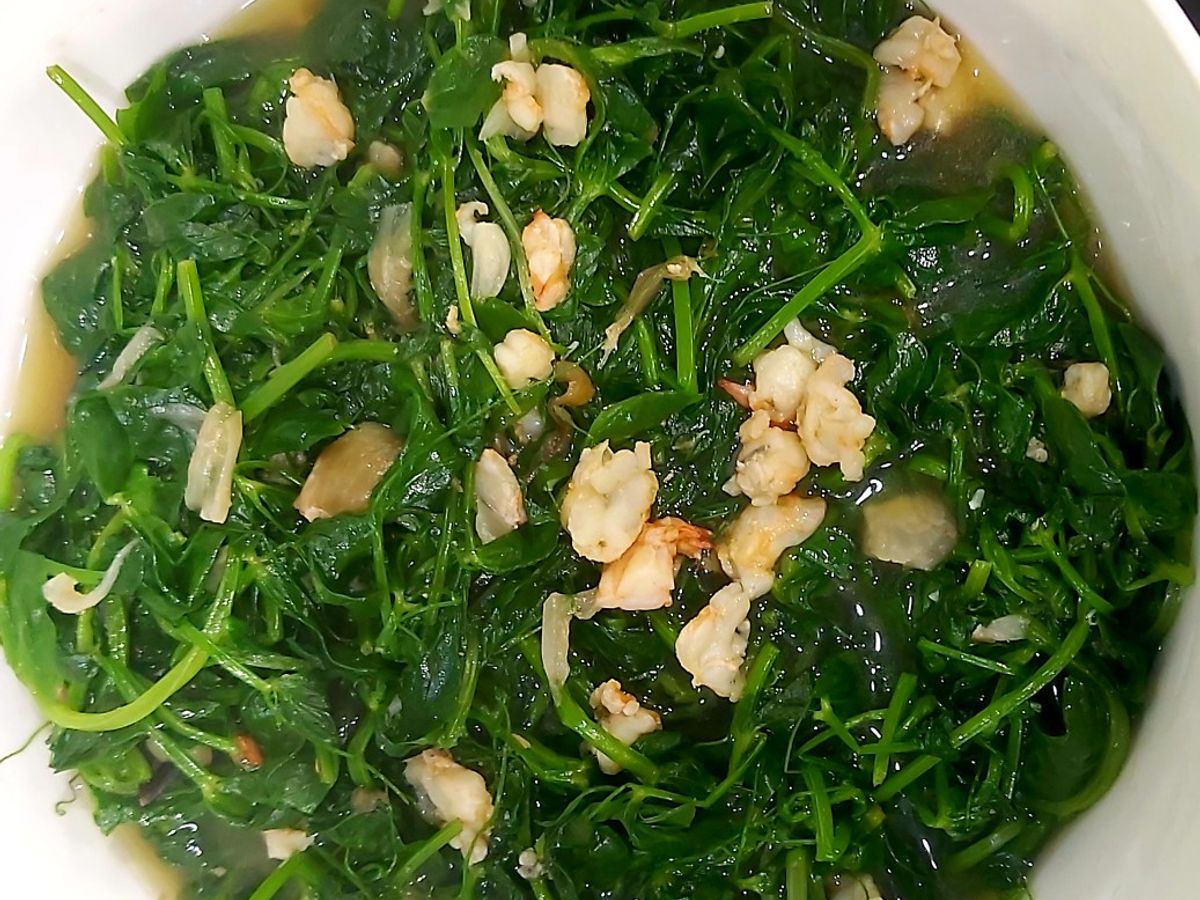 Đọt đậu Hà Lan nấu tôm
