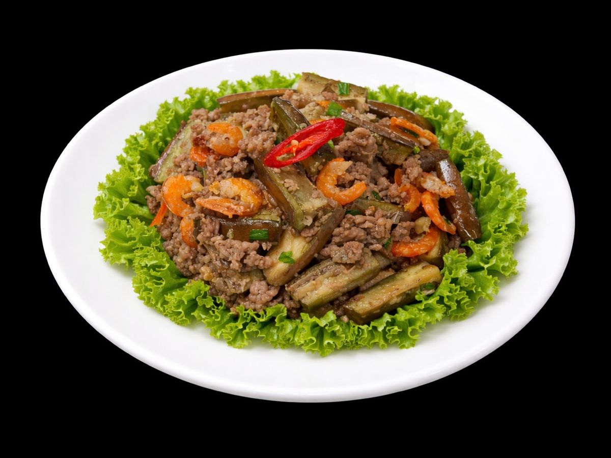 SP.0676 - Thịt Bò Bằm Xào Cà Tím Tôm Khô