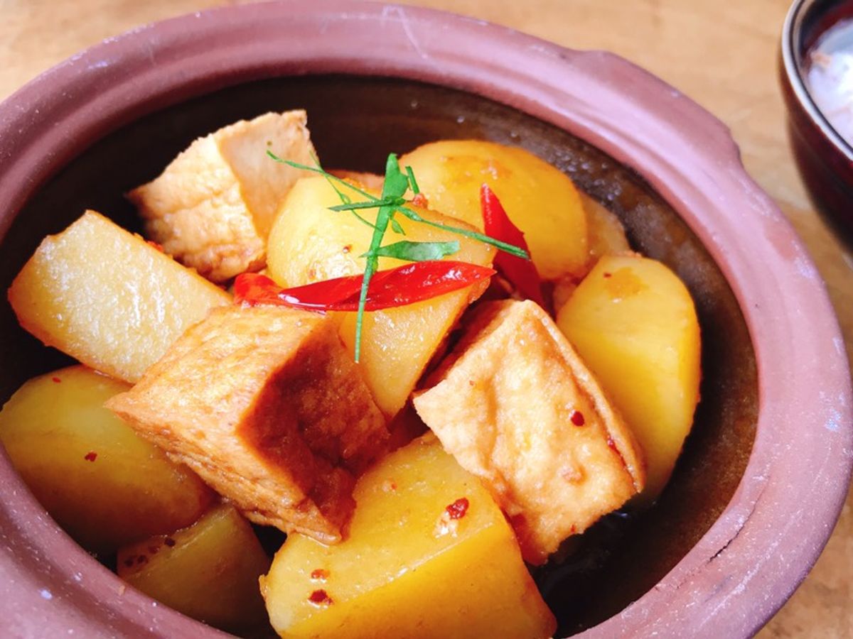 Khoai tây, đậu hũ kho siêu đơn giản