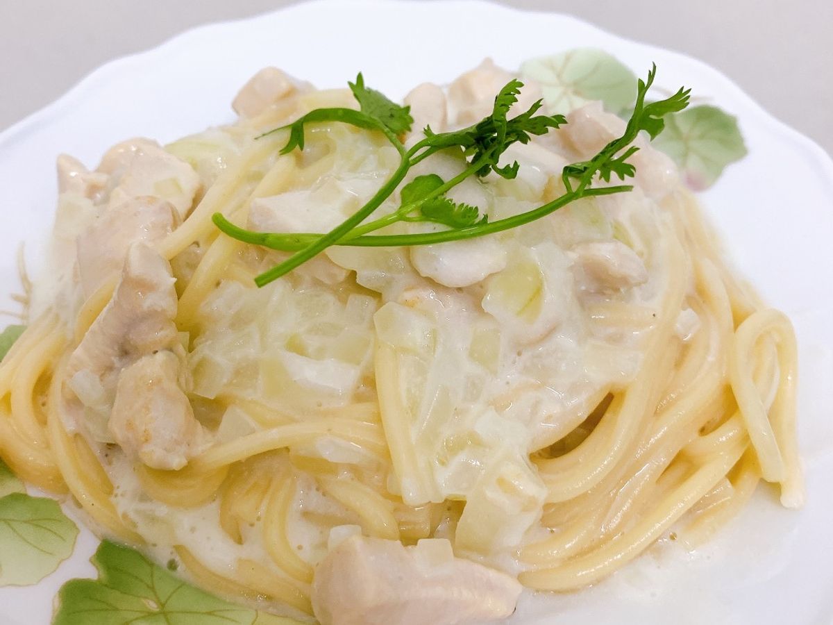 Mỳ Ý sốt kem nấm phiên bản dành cho em bé