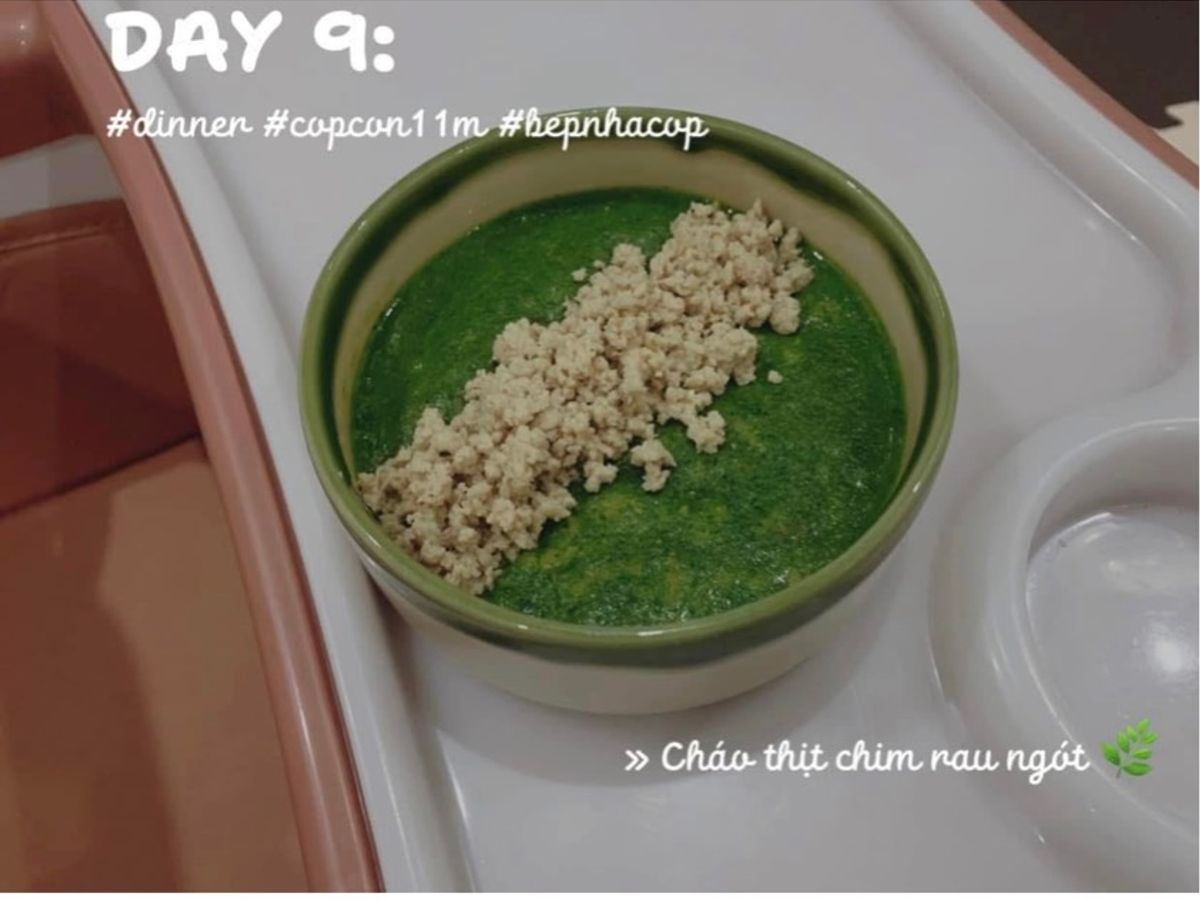 Cháo thịt chim rau ngót 🌿