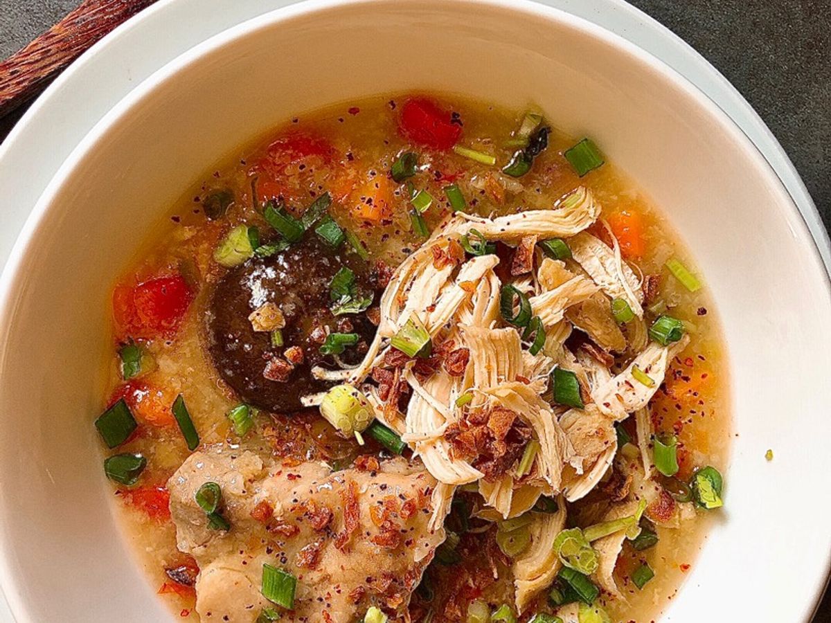 Cháo Sườn Gà Cùng Rau, Củ, Đậu Hầm