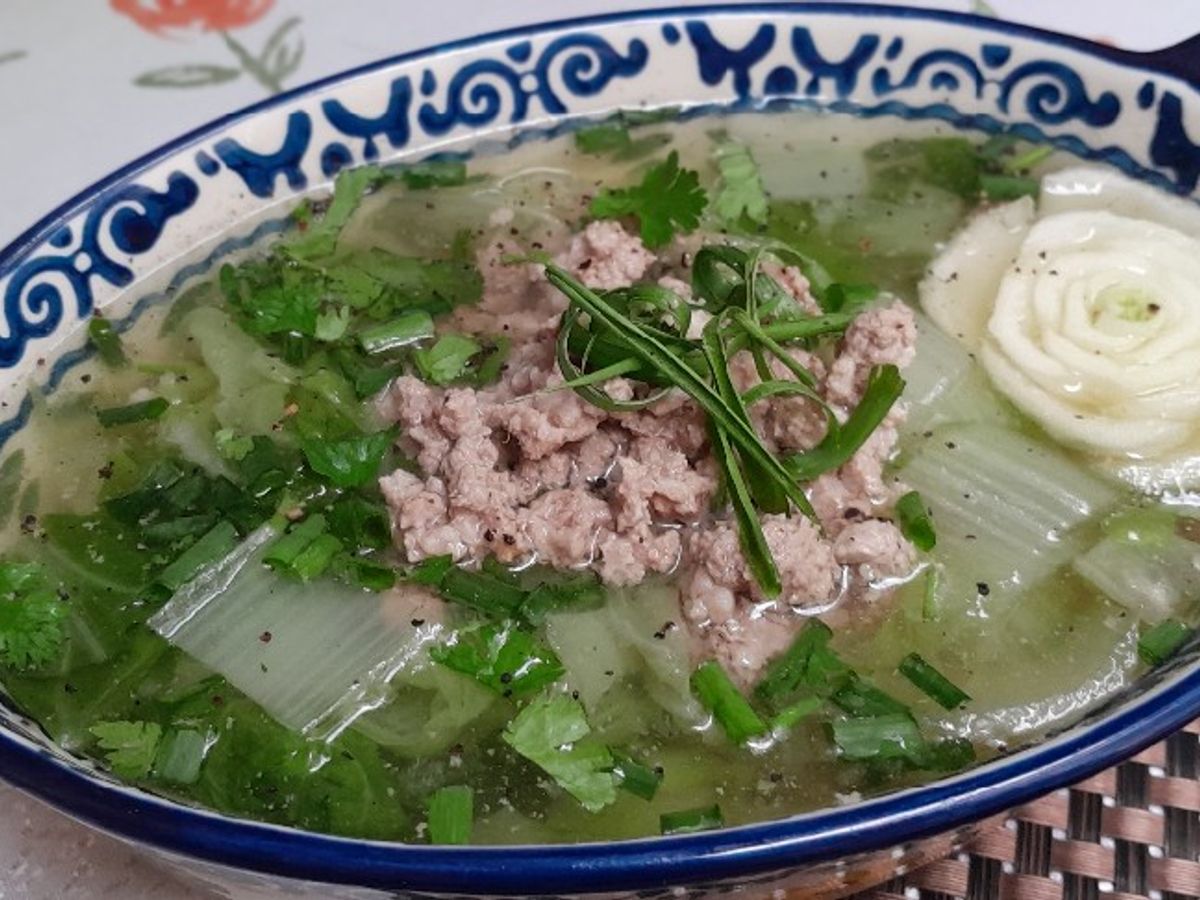 Canh cải dún nấu thịt xay