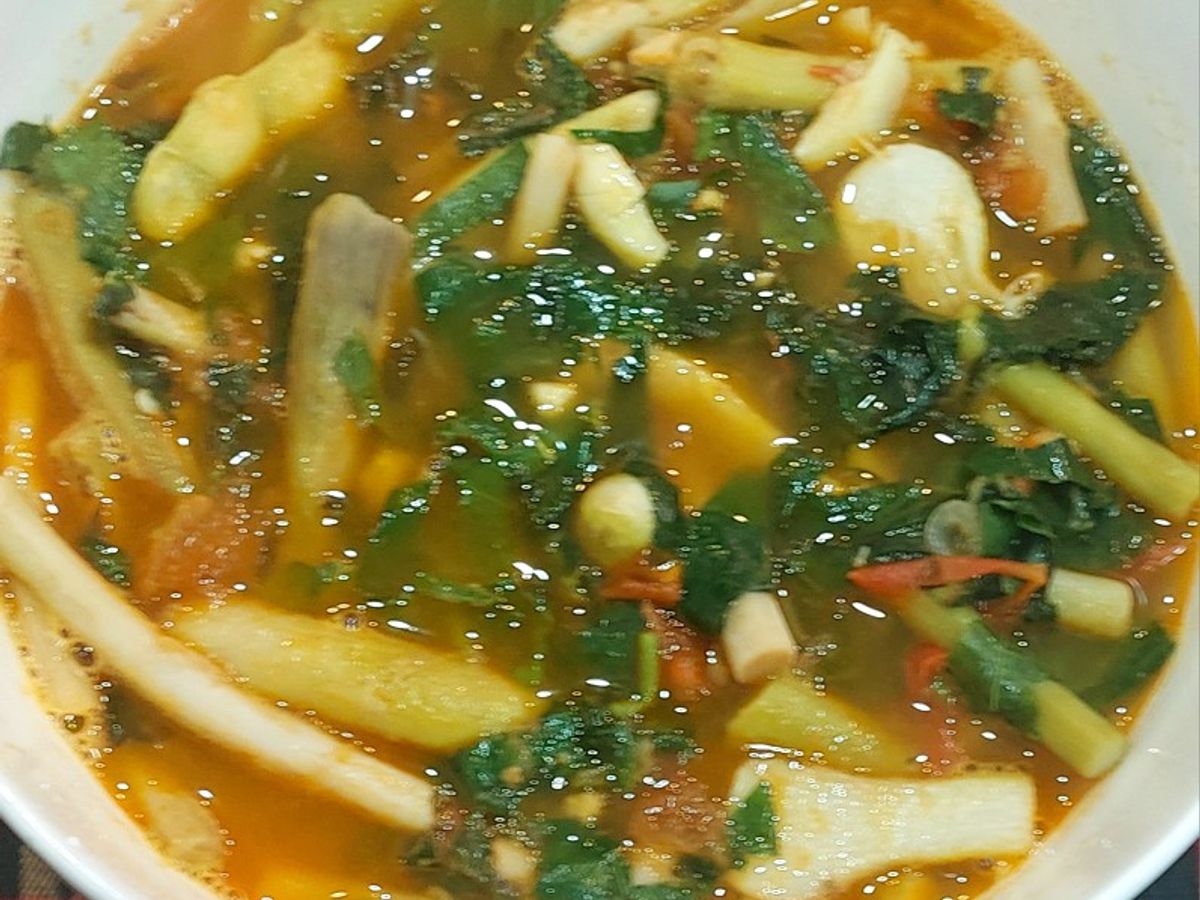 Canh bồng khoai nấu tôm