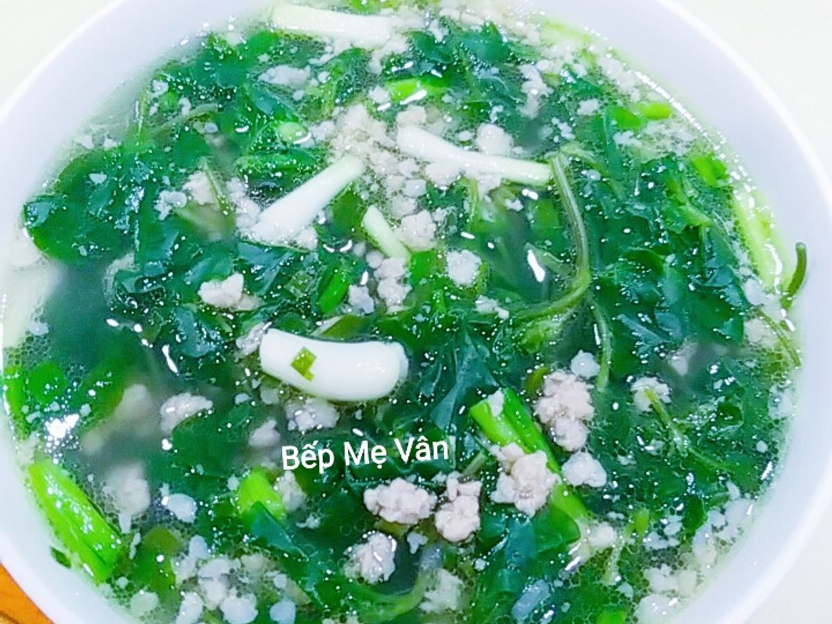 Canh cải xoong nhật nấu thịt bằm