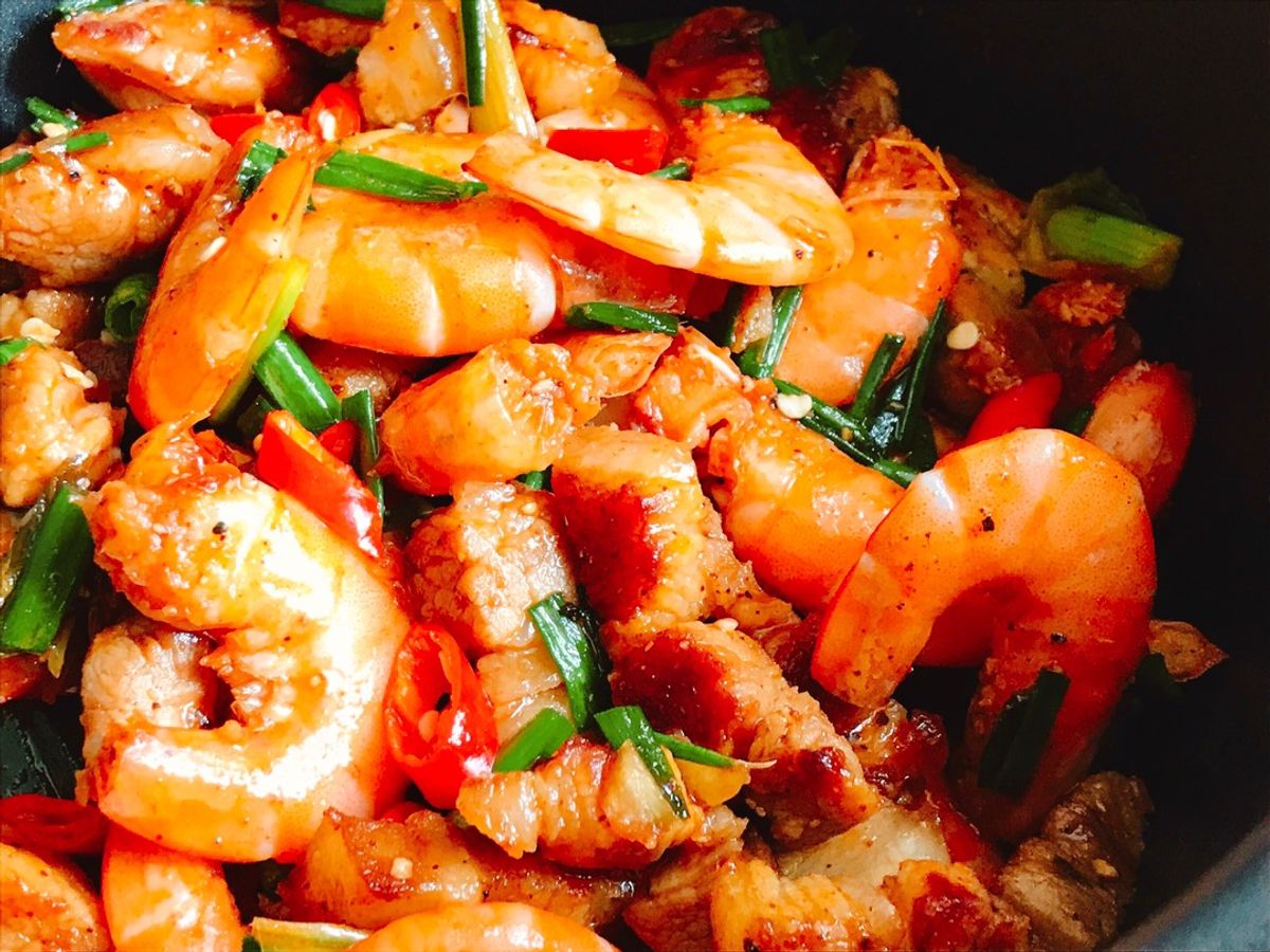 Thịt Ba Chỉ Rang Tép Mặn Ngọt