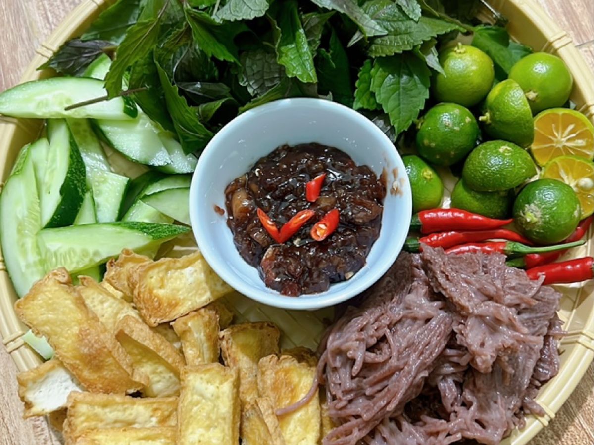 Bún đậu gạo lứt mắm tôm chay- Công thức mắm tôm chay ngon