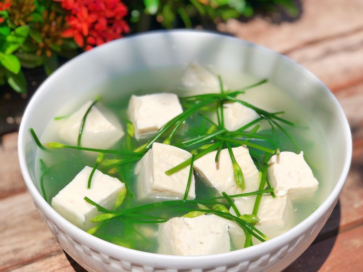 Canh Bông Hẹ Đậu Hũ (Món Chay)