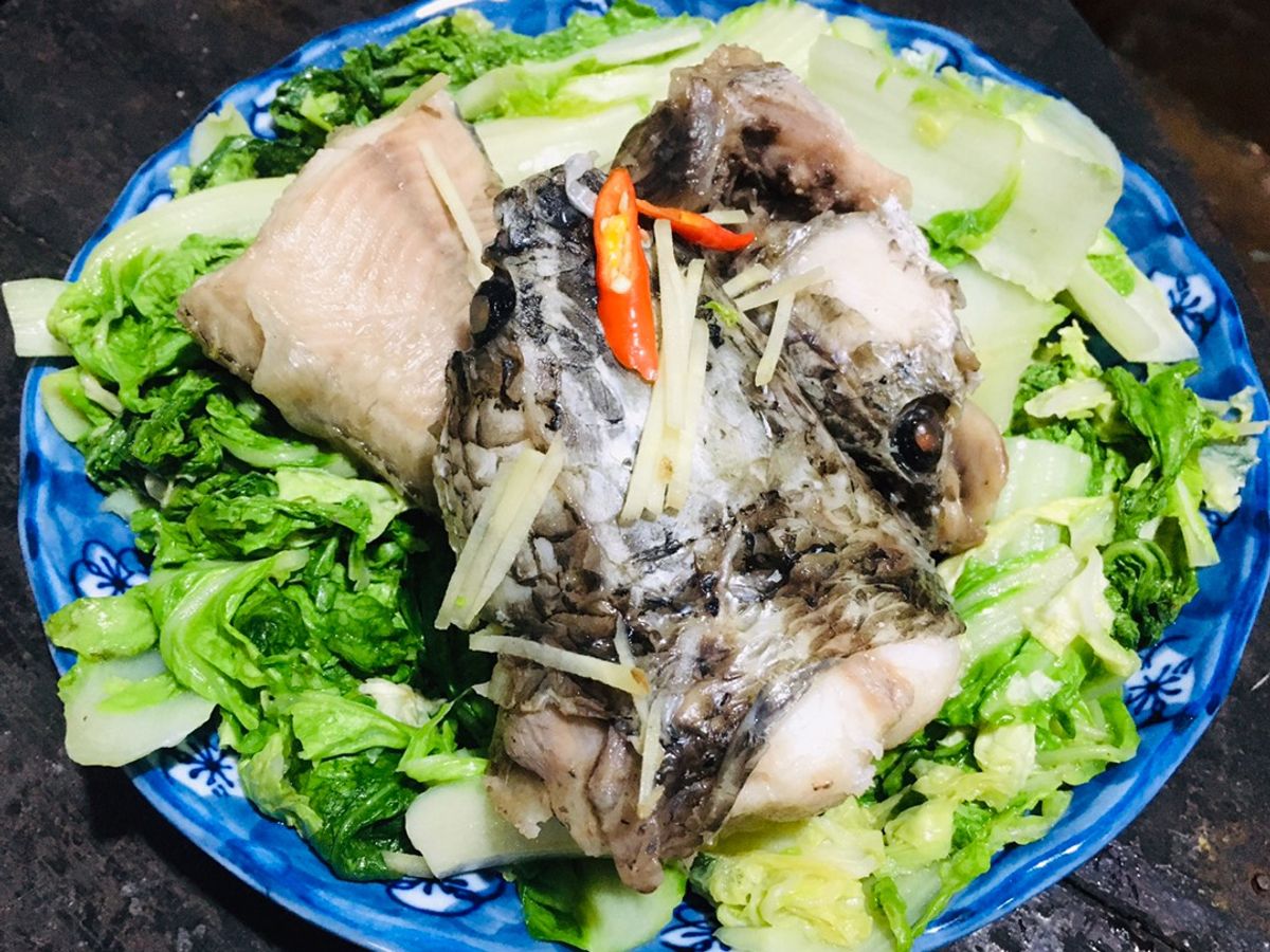 Cá lóc hấp cải thảo