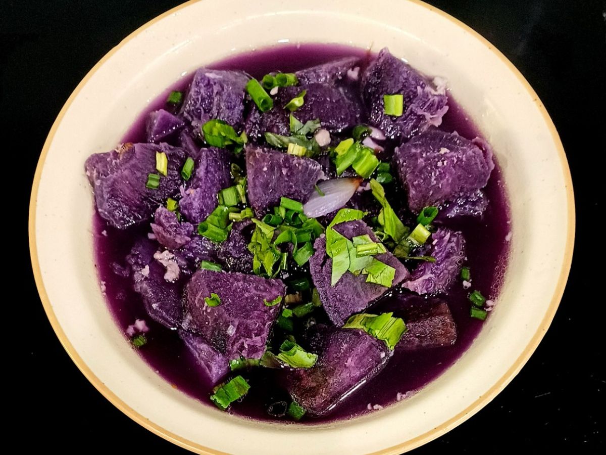 Khoai lang tím nấu thịt bằm