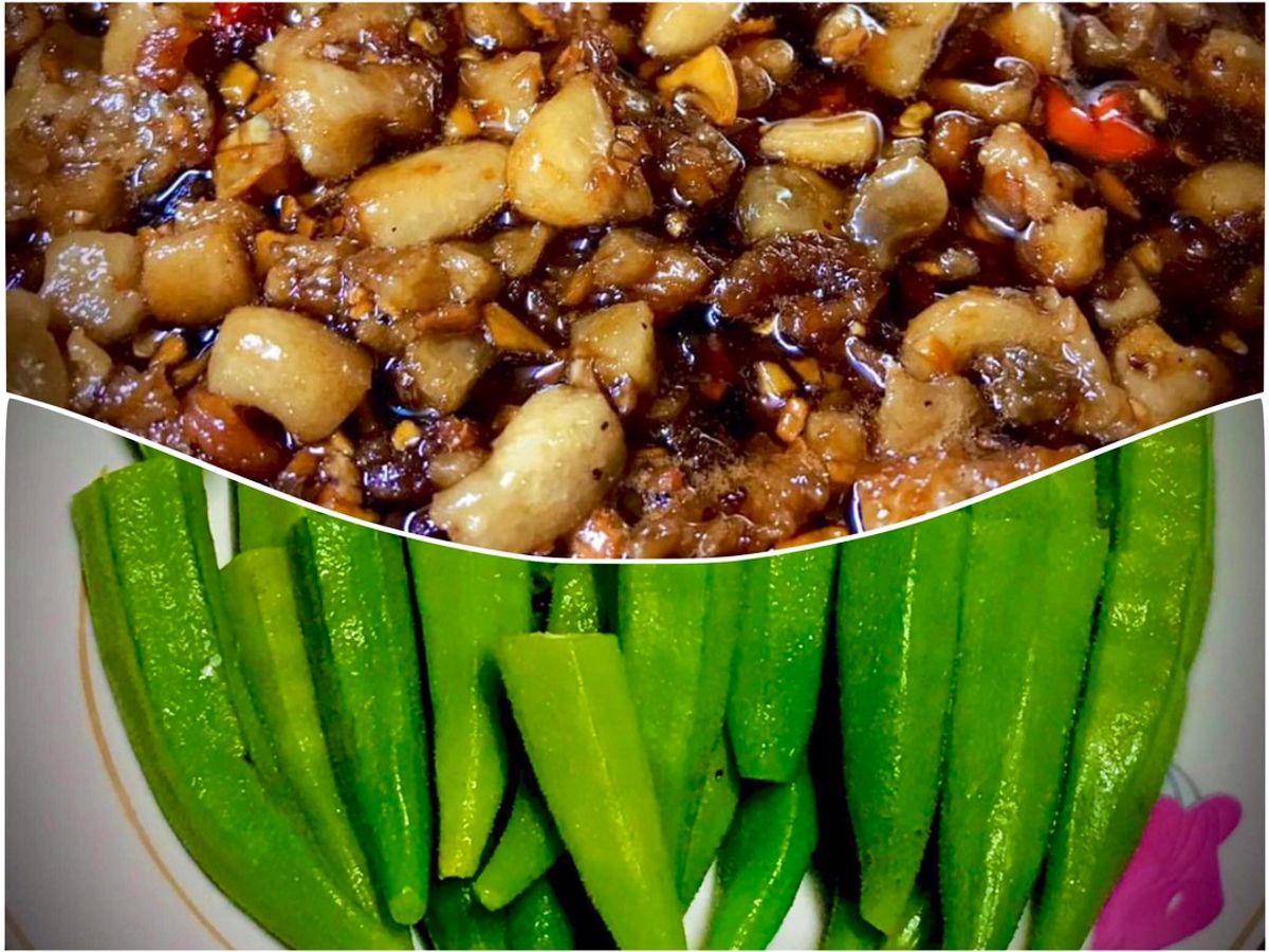 Tôm Khô Kho Quẹt Chấm Đậu Bắp Luộc
