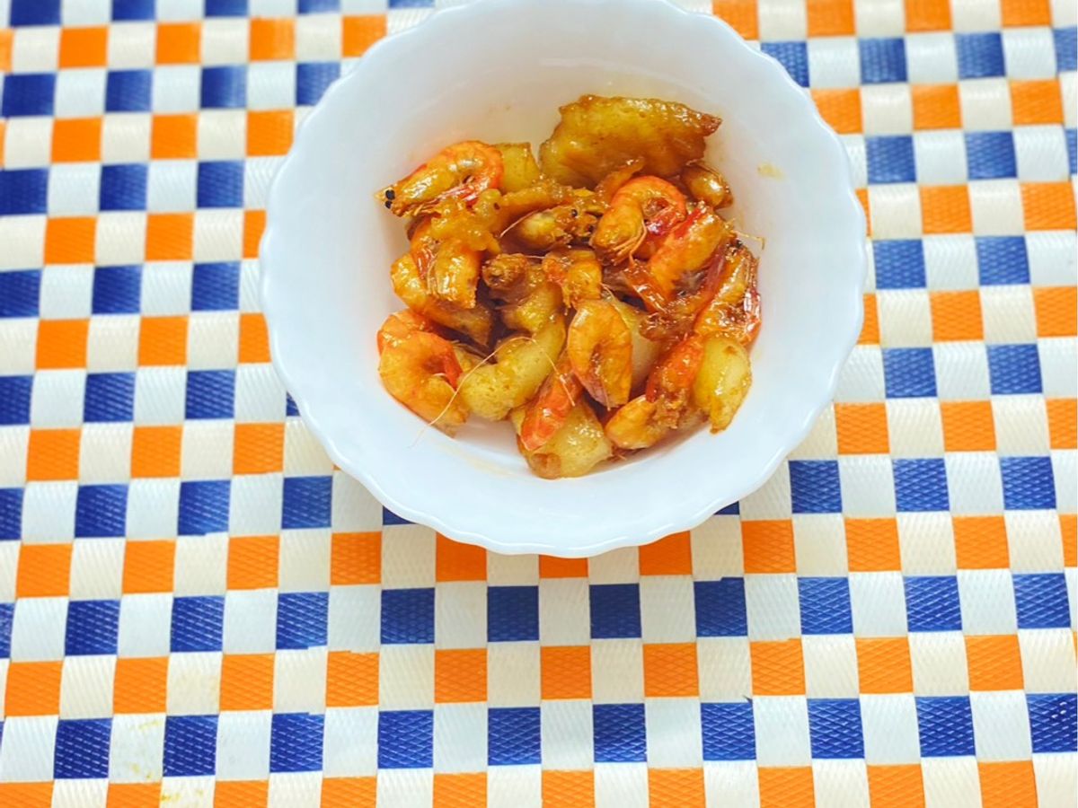 Tôm đồng rang tóp mỡ