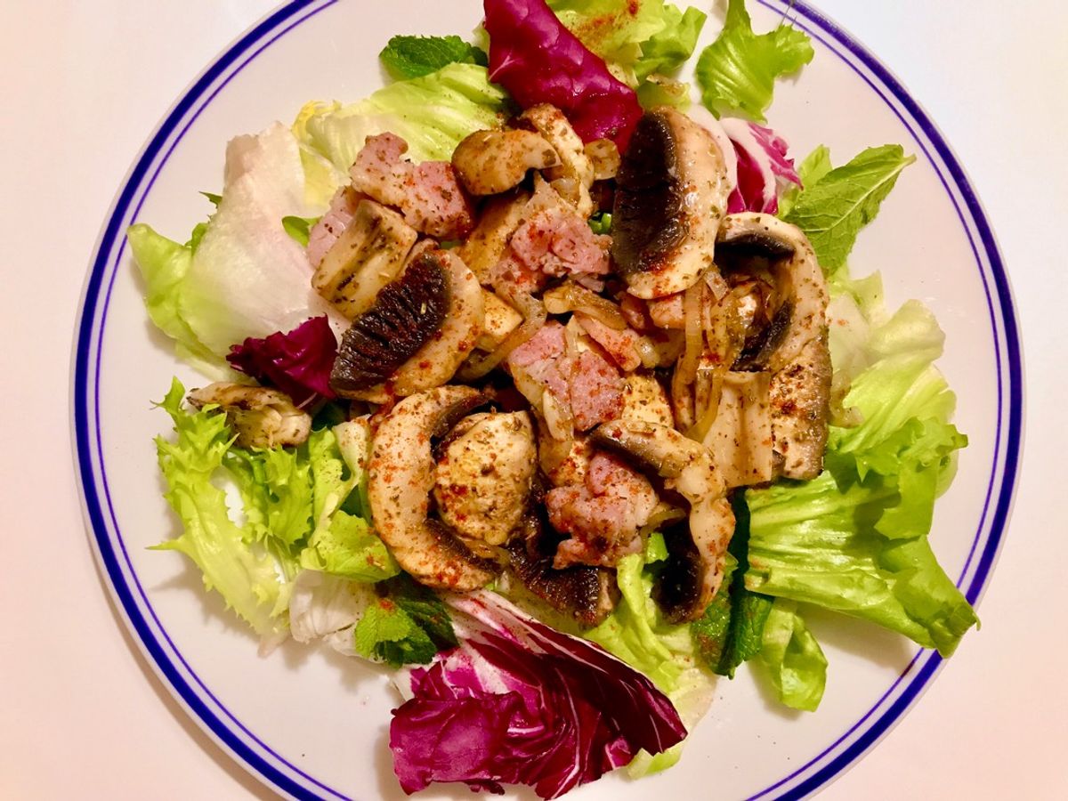 Salad Nấm Mỡ Cháy Bacon