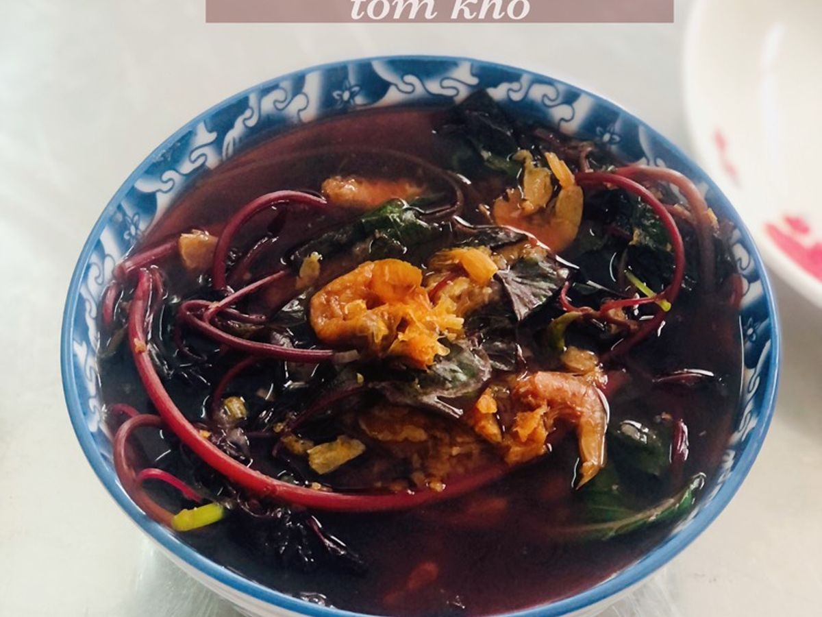 Canh rau dền đỏ nấu tôm khô