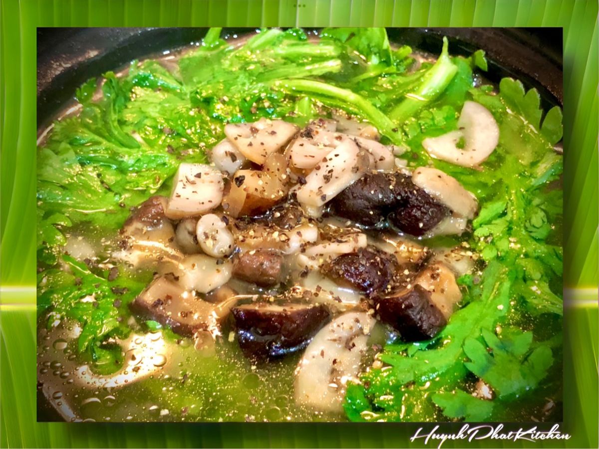 Canh Rau Tần Ô Nấu Nấm