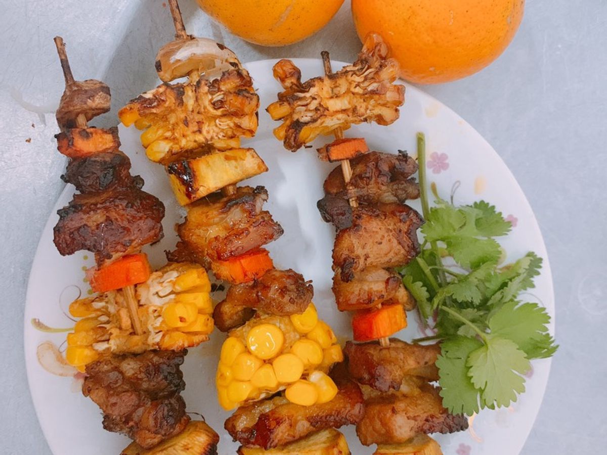 Thịt xiên nướng nồi chiên không dầu