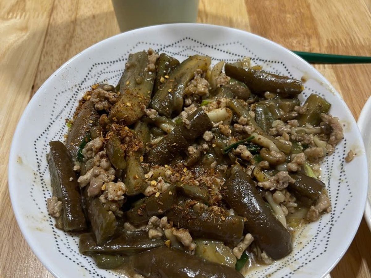 Cà tím xào thịt băm