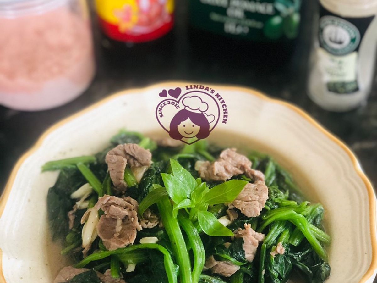Cải bó xôi xào thịt bò