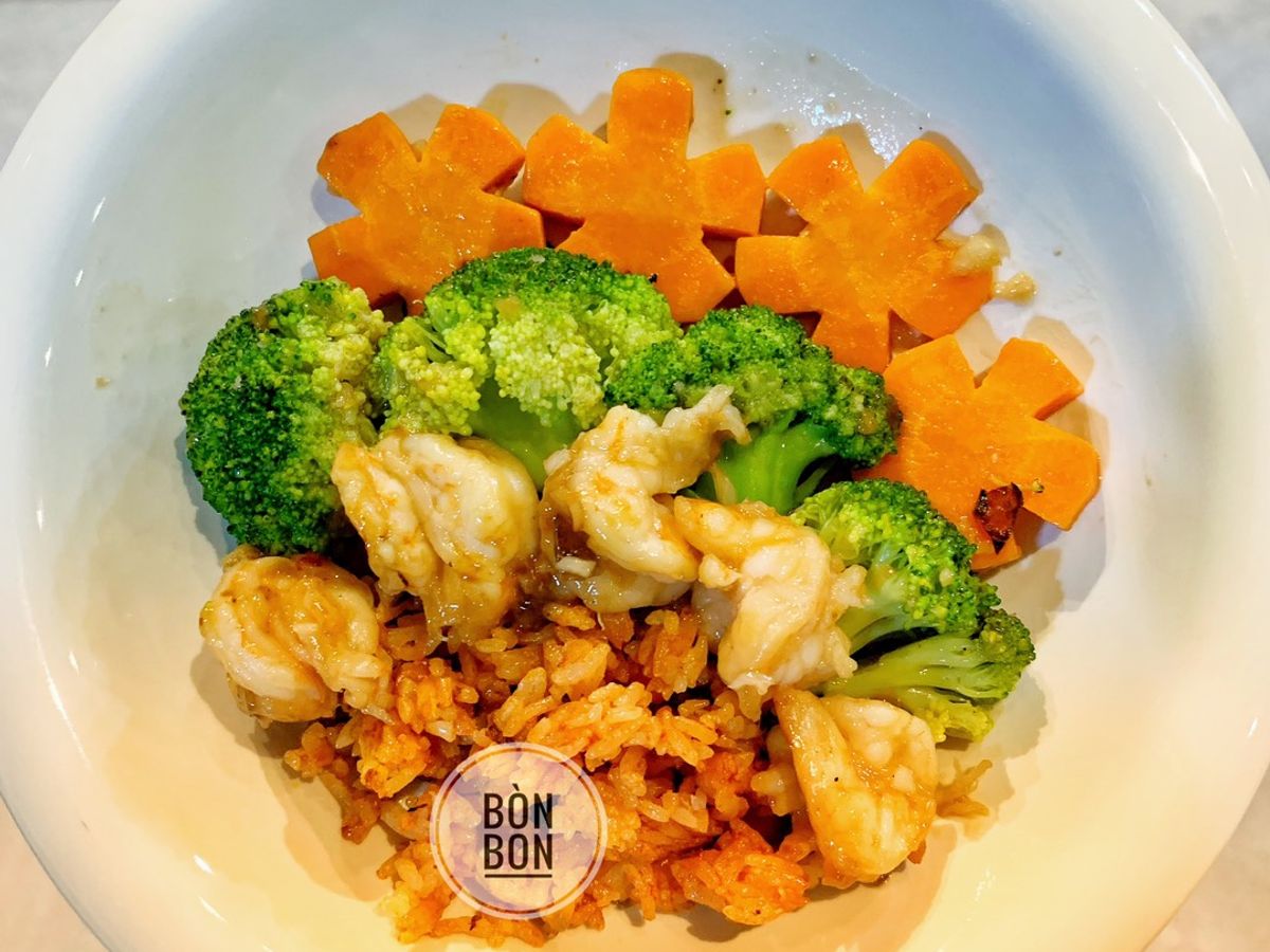 Cơm Chiên Sốt Cà - Bông Cải Xào Tôm BLW