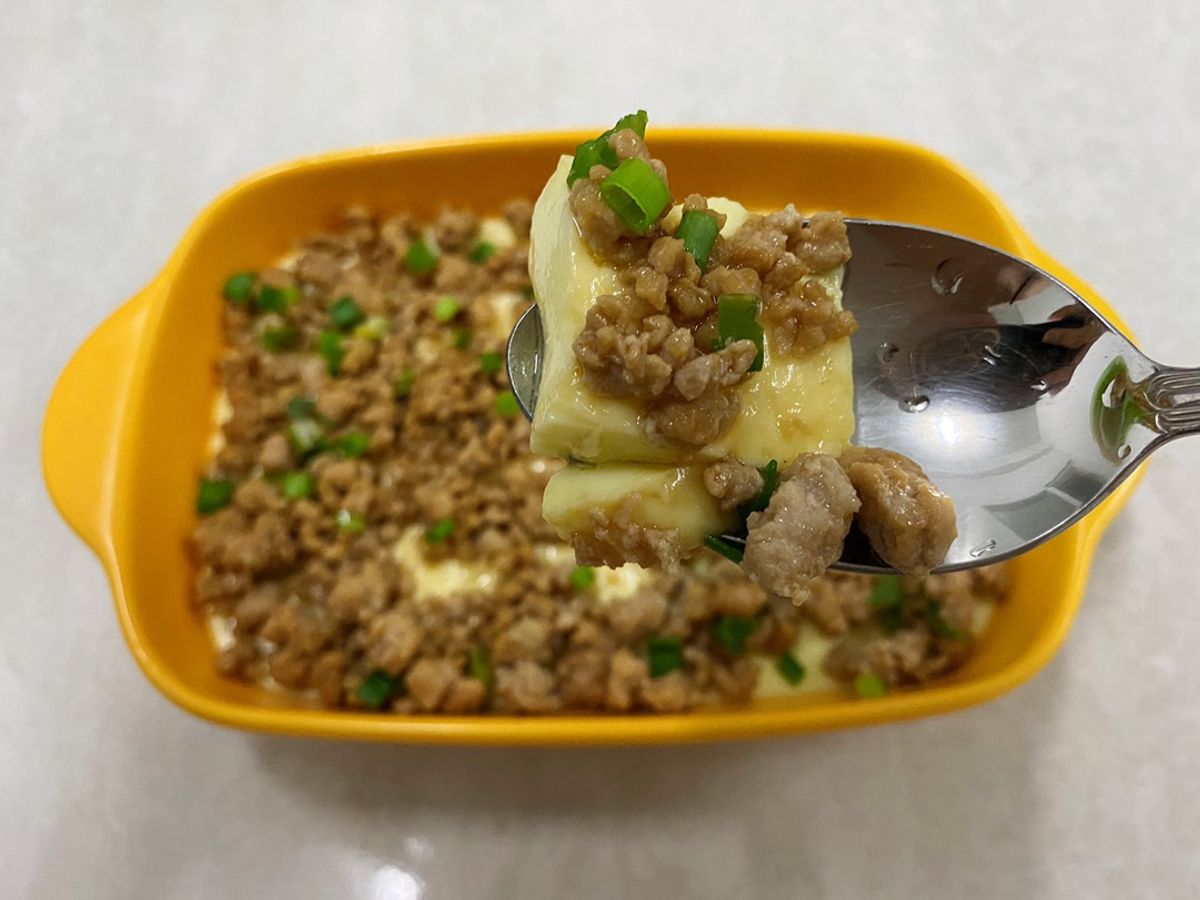 Thạch trứng hấp thịt băm cho bé