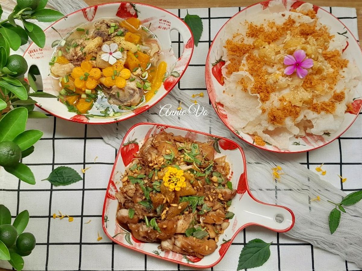 Cơm nhà 3 món với da gà