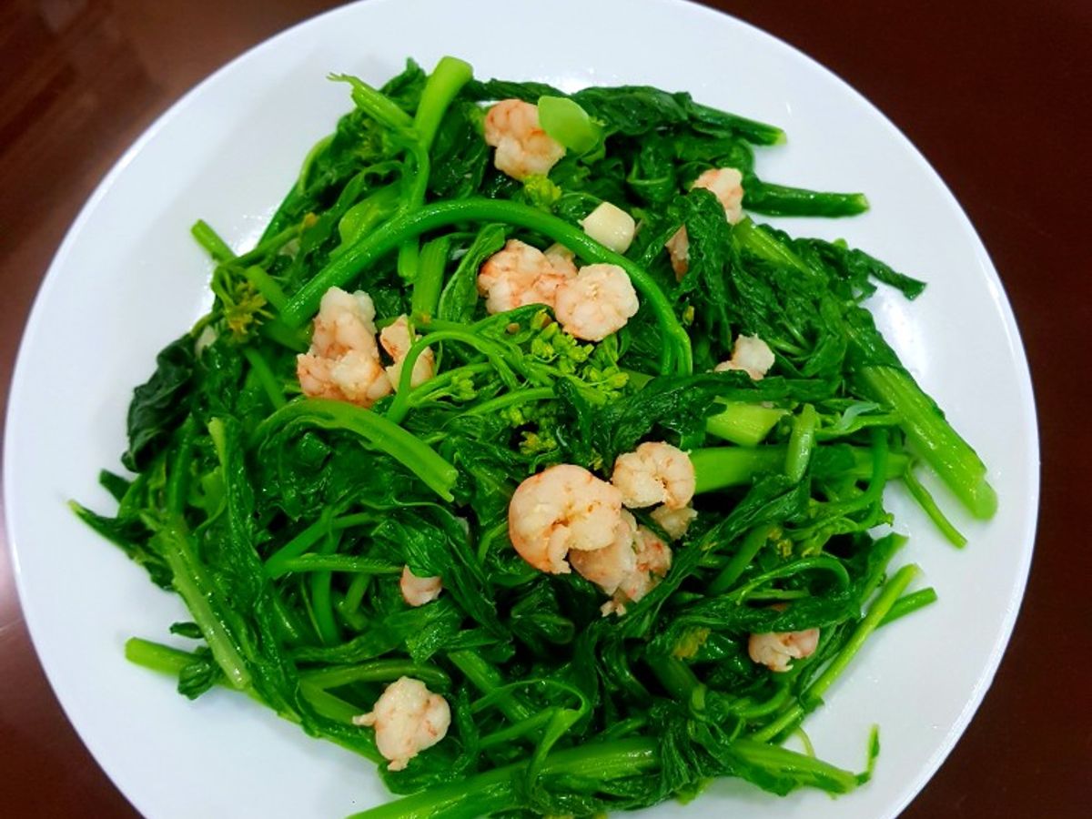 Cải ngồng xào tôm
