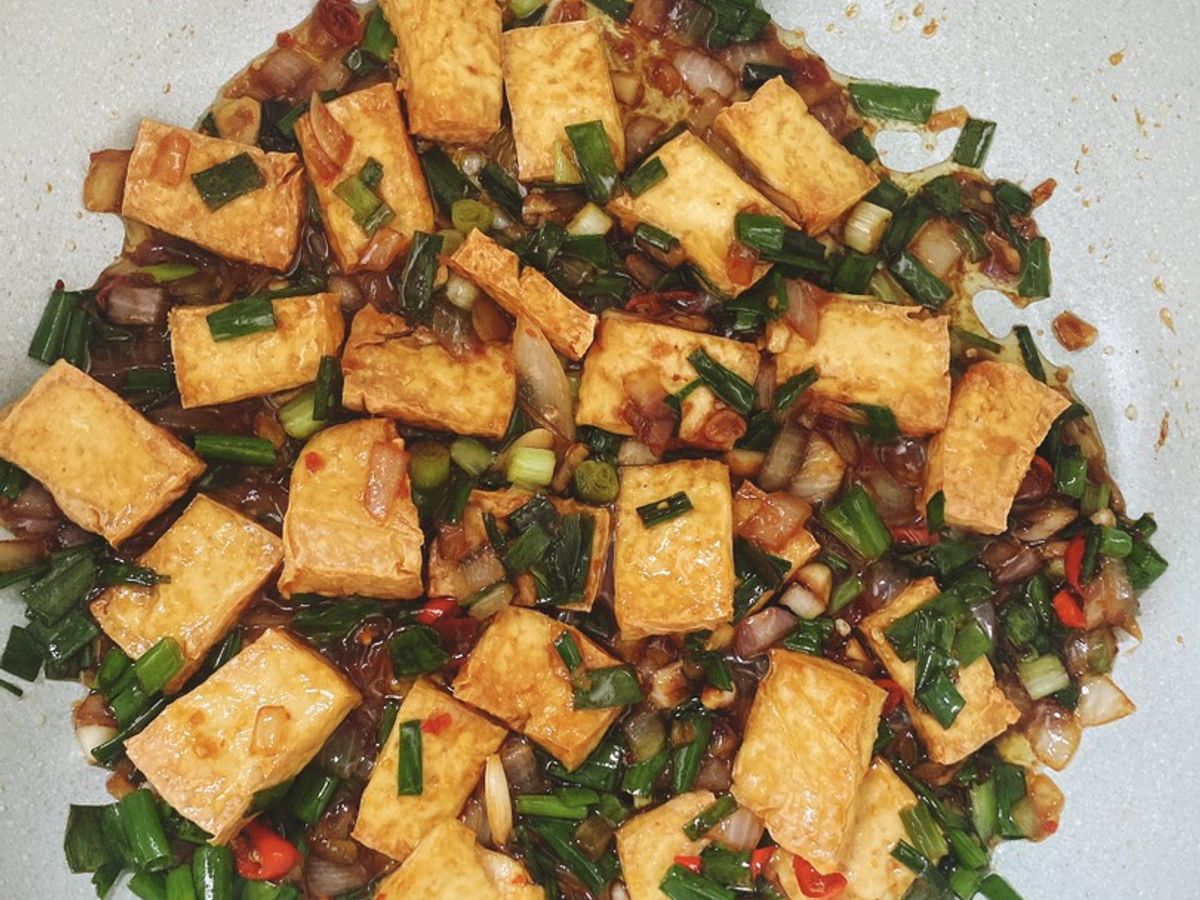 Đậu hũ chiên xốt hành ớt