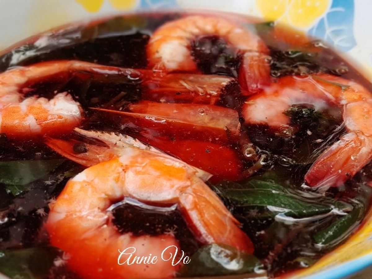 Canh rau dền đỏ nấu tôm